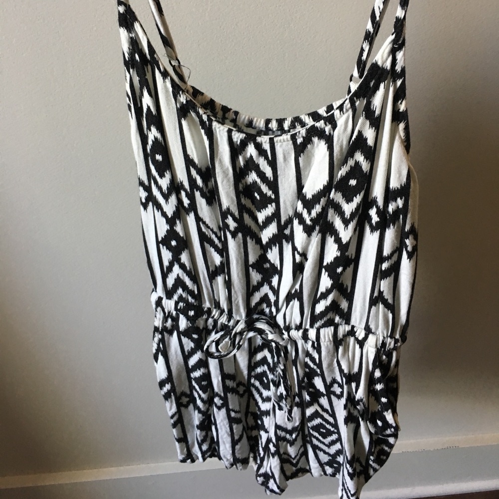 Black and white tribal printed romper