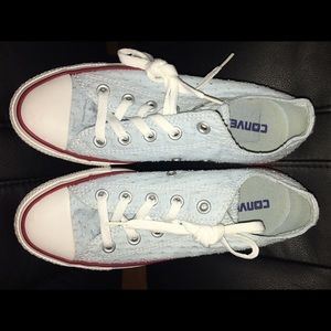 Light Blue Perforated Converse Size 6 Low