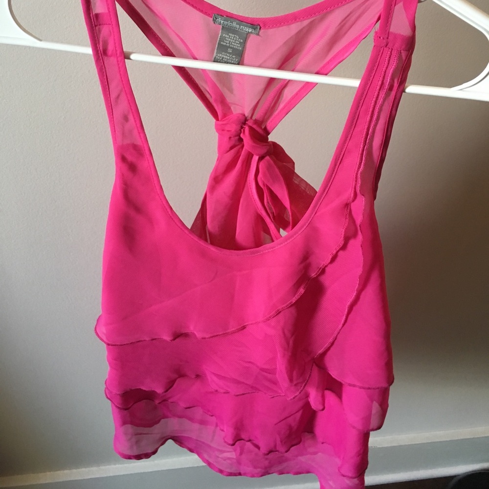 Cute bright pink top with bow tie in back