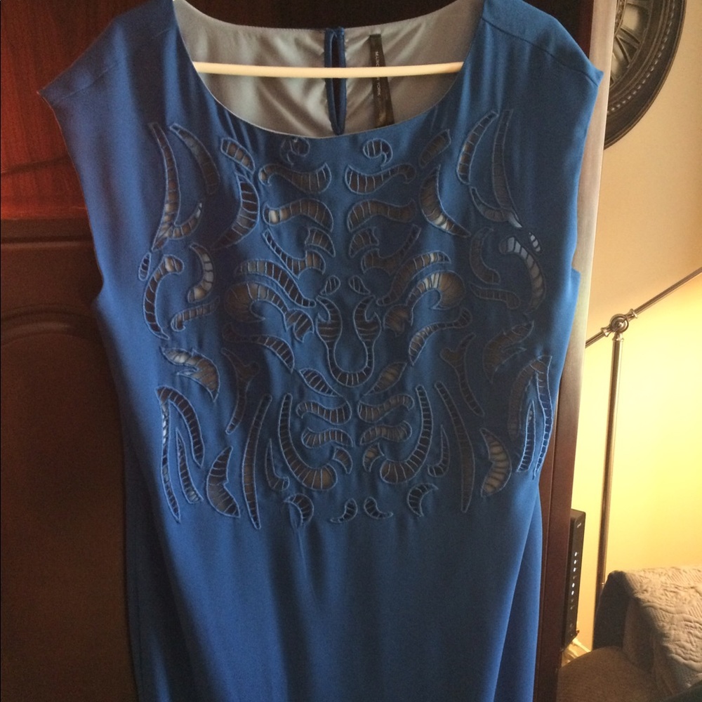 NWOT blue dress with embroidered cutouts