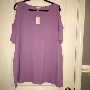 + Size Lavender Cold Shoulder top