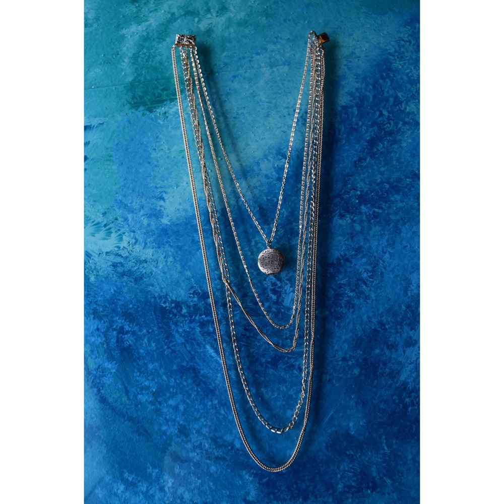 Gold Cluster Necklace with Locket