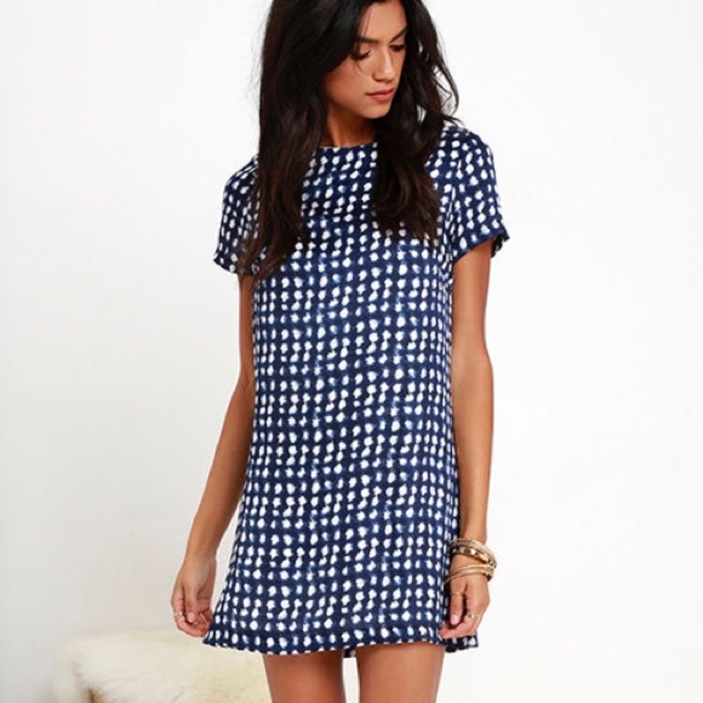 Blue and White Shift Dress