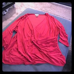 Red wrap top 3/4 sleeves size 1X