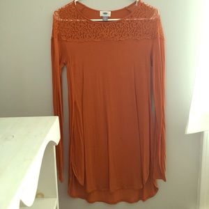 Burnt Orange Lace Tunic Sz: Small Fit: Tall