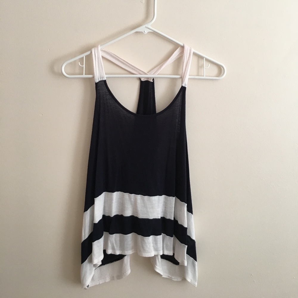 blue and white top