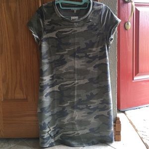 Distressed camo tshirt dress