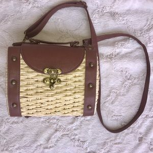 Straw cross-body bag