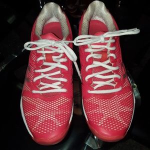 Asics red and white running shoes