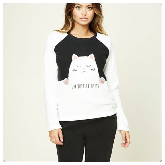 Tops - 🆕 "I'm totally Kitten" soft sherpa cat fleece top