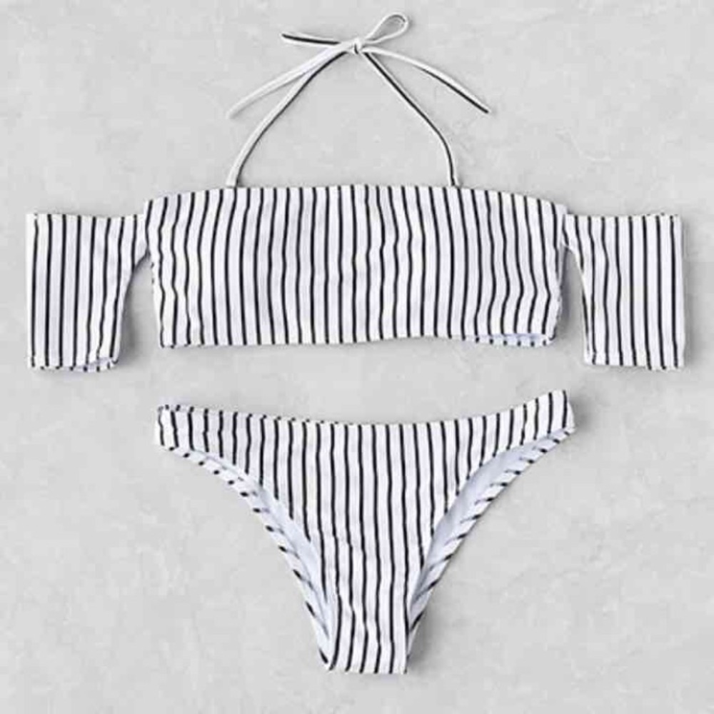 Stripped Off Shoulder Bikini