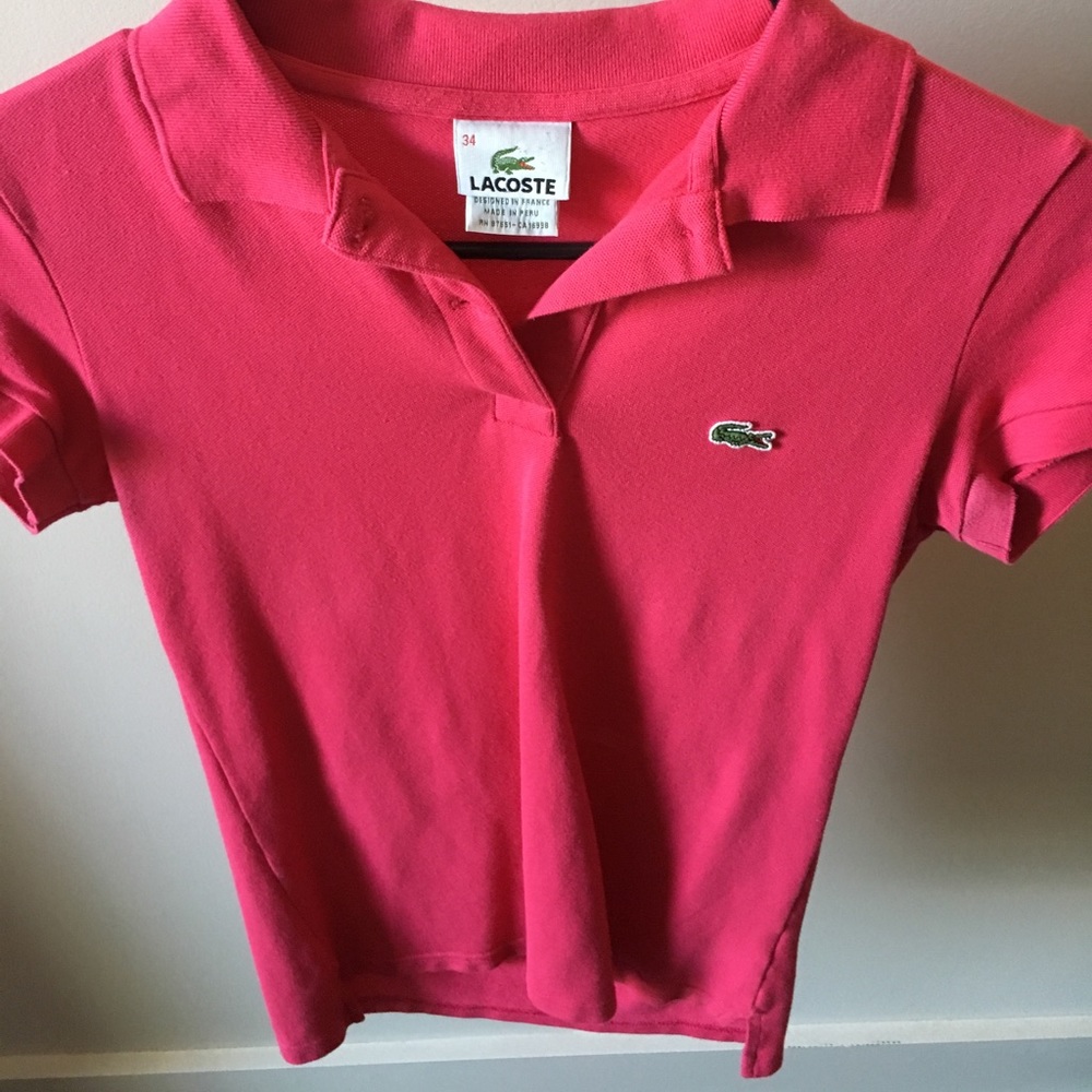 Pink Lacoste polo