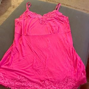 Hot pink lace trimmed cami size 14/16