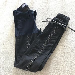 GUESS black lace up skinny jeans