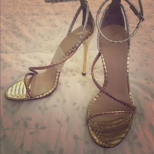 Golden silver high heels