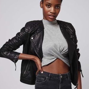 NWOT Topshop black faux leather Moto jacket