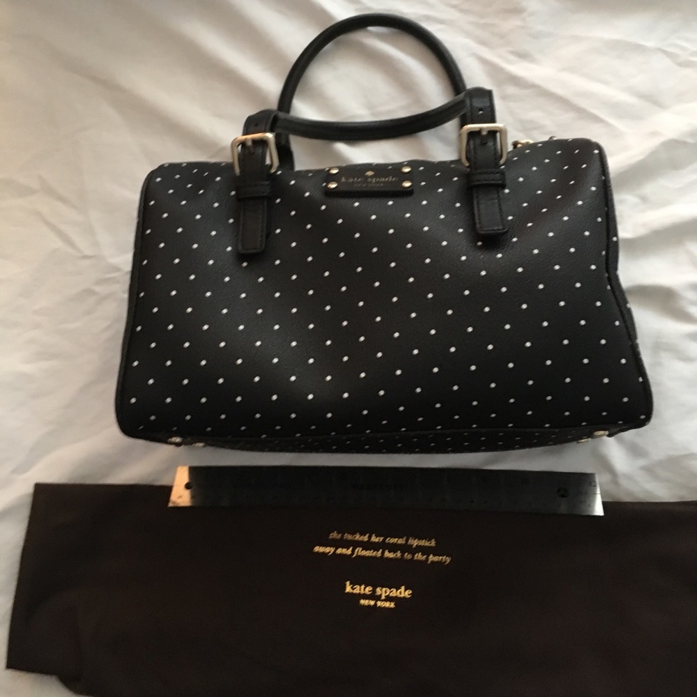 Kate Spade satchel black and white polka dots
