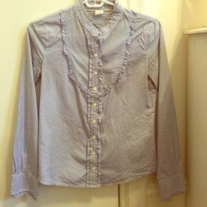 J.Crew blue and white pinstripe top. 0