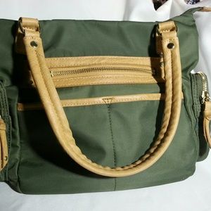 Olivia&Joy Olive And Camel Bucket Satchel Handbag