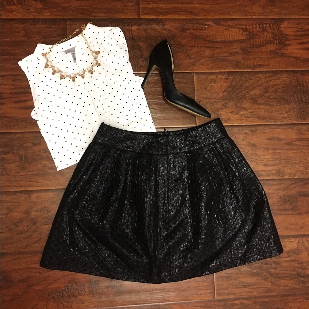 Black Metallic Mini Skirt