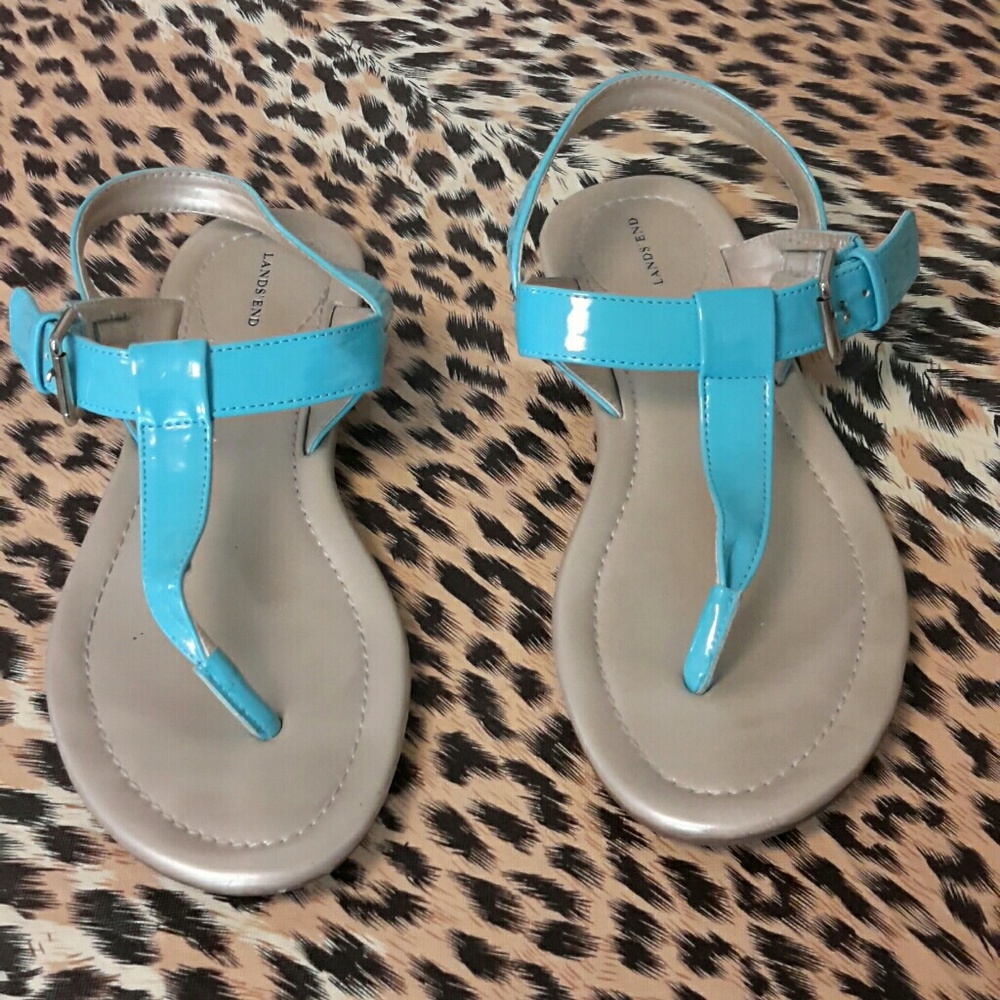 Lands End blue patten leather. 7