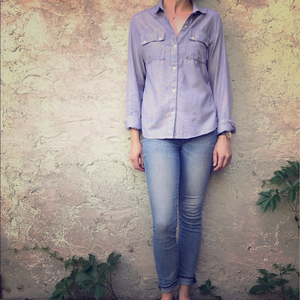 Horny Toad Blue Button Down with Double Pockets