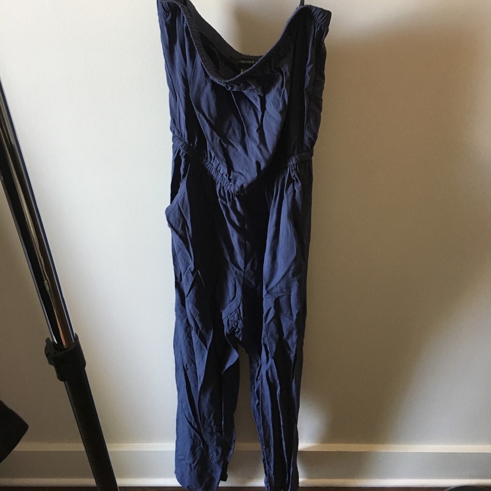 Strapless navy romper / jumpsuit