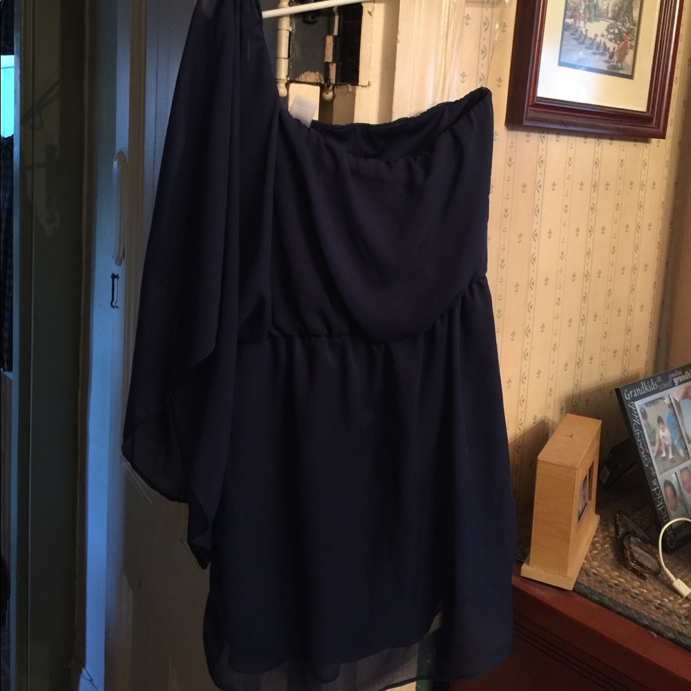 Navy Blue mini one shoulder dress