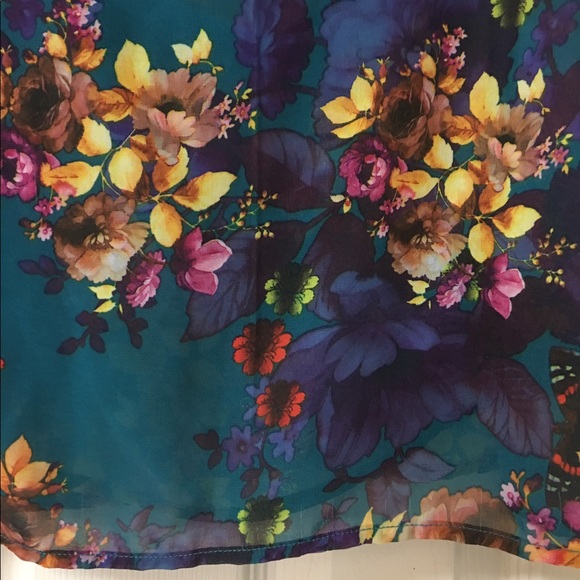 ❤️SOLD❤️Torrid Teal Green Floral Open Back Top - Picture 4 of 7