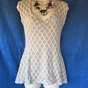 ⭐️Deletta ANTHROPOLOGY Diamond Lace Peplum Top EUC