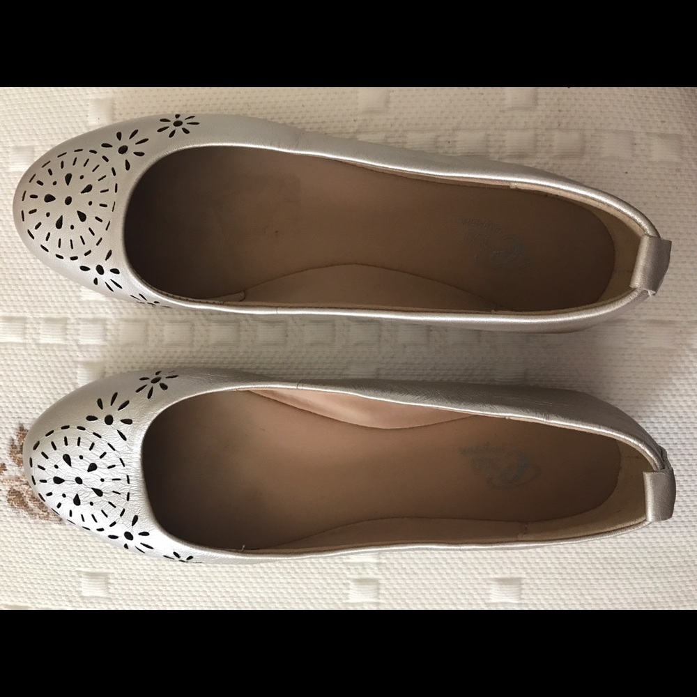 Silver leather flats