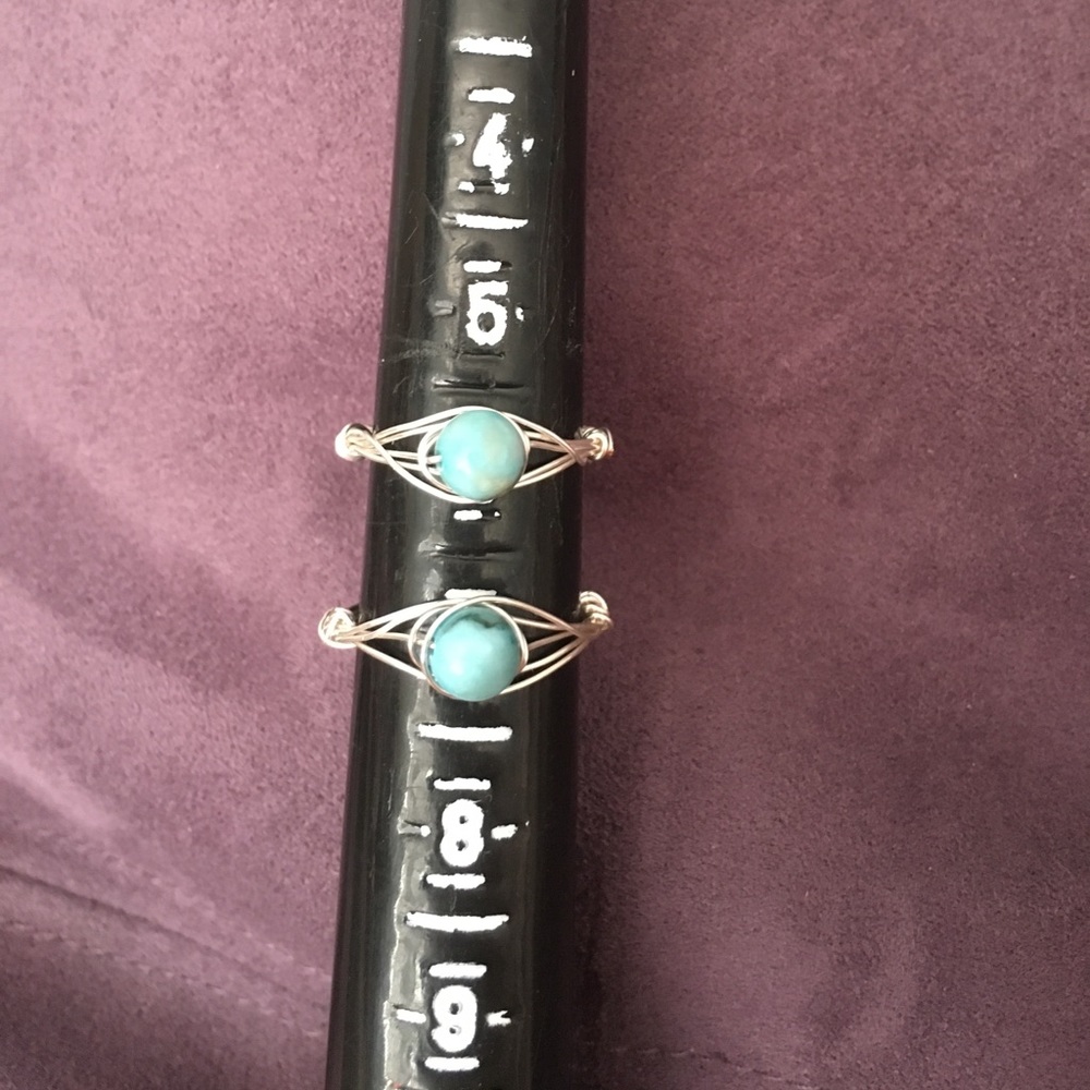 Turquoise Silver Loop Rings