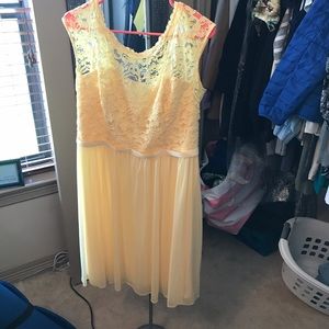 David's Bridal size 14 extra long canary yellow