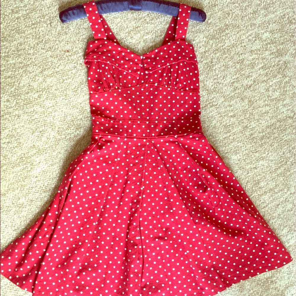 Red Dress with White Polka Dot size S
