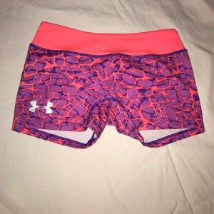 girls under armour printed spandex shorts