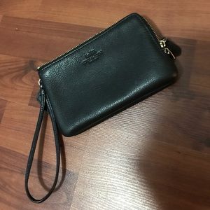 COACH leather double zip wristlet
