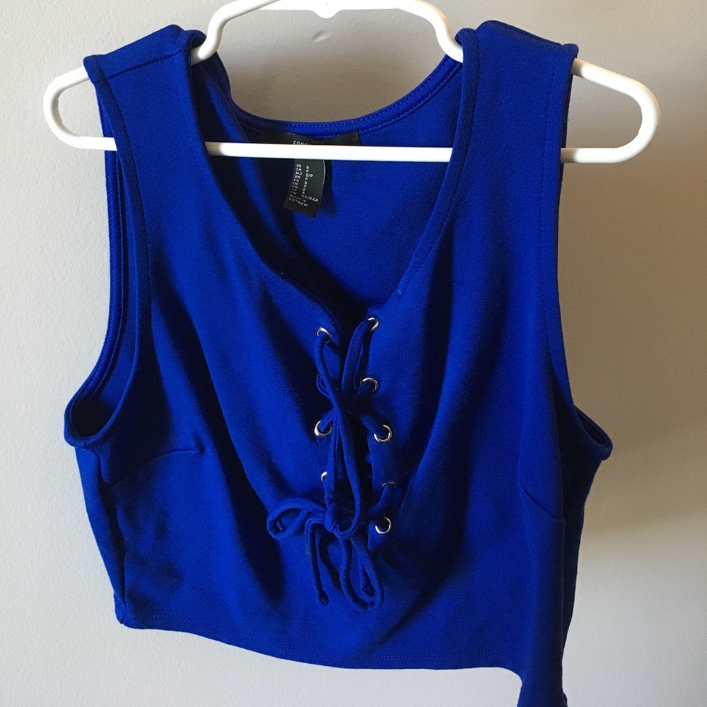 Blue tie up crop top