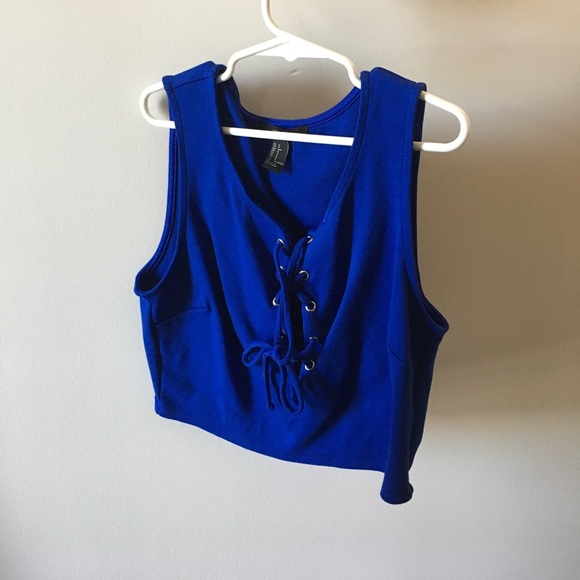 Blue tie up crop top - Picture 3 of 3