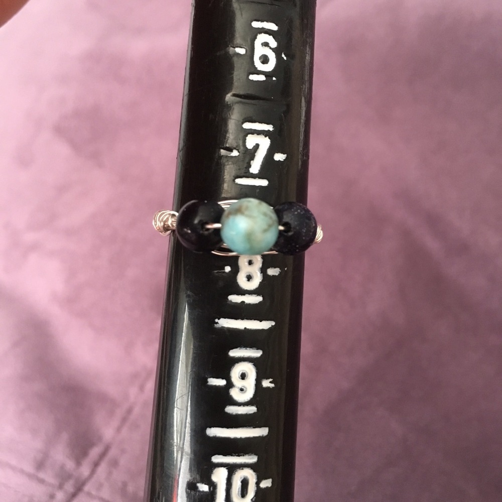 Turquoise and Blue Sandstone Ring