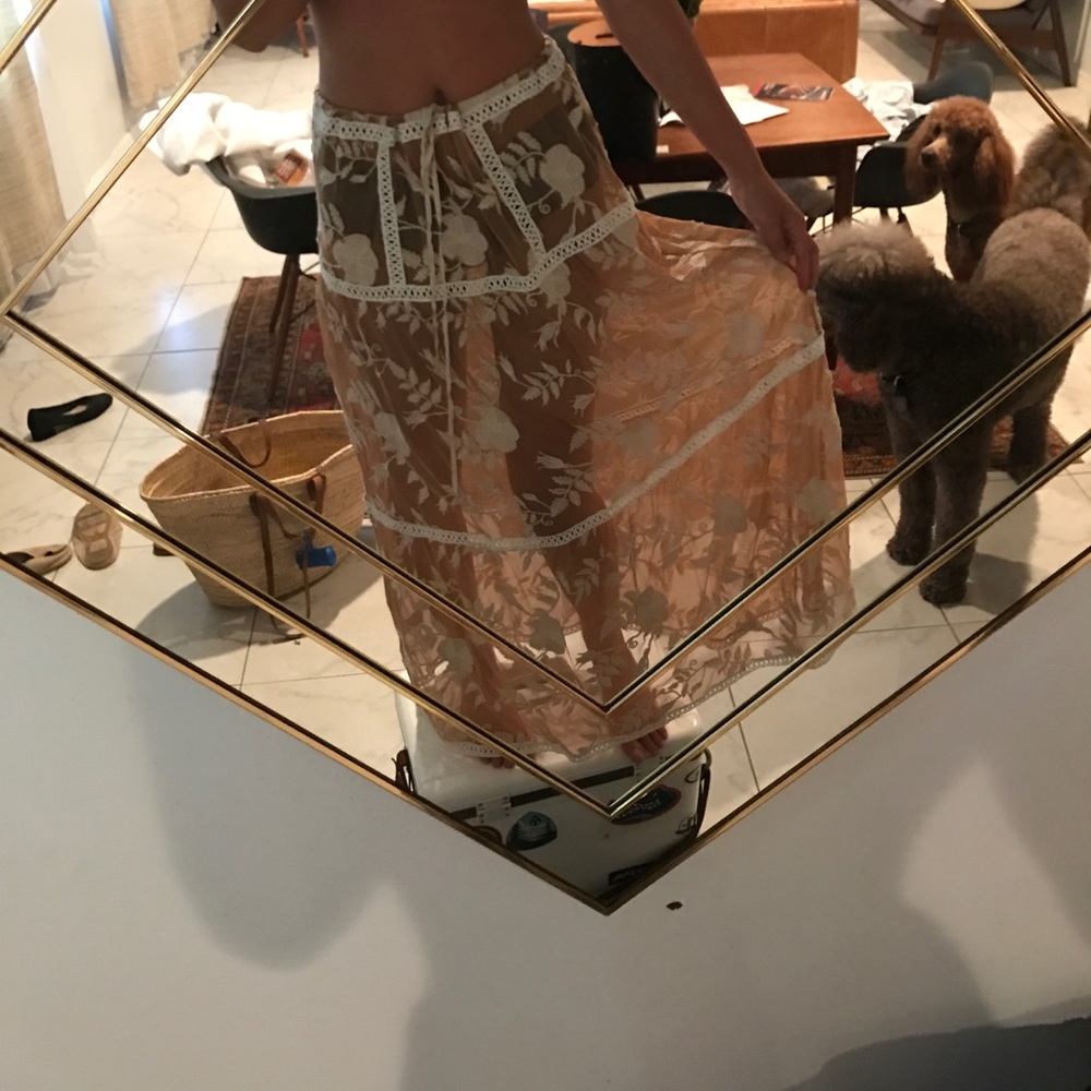 NWT For Love & Lemons Embroidered Maxi skirt