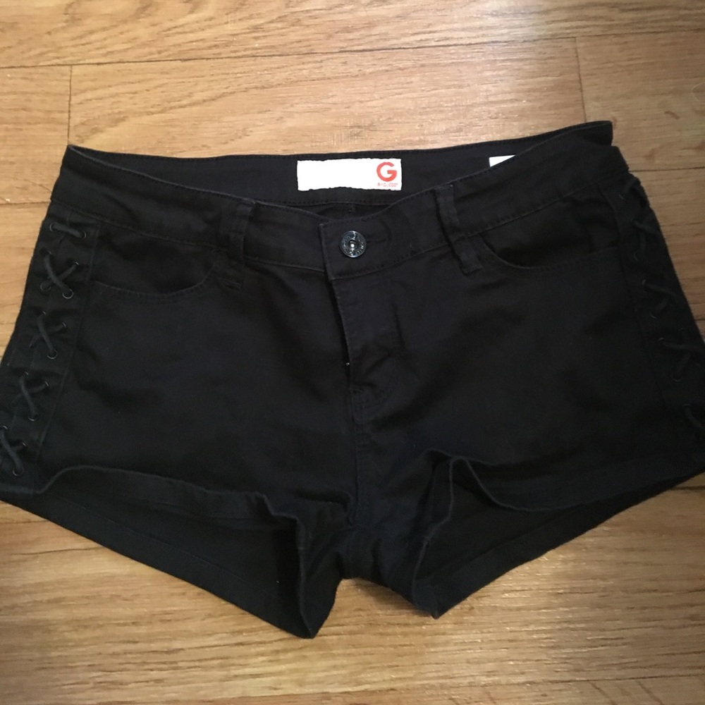 Lace Up Black Shorts