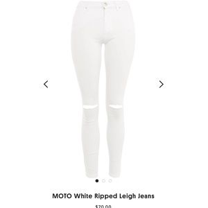 Topshop Moto Leigh White Ripped Jeans