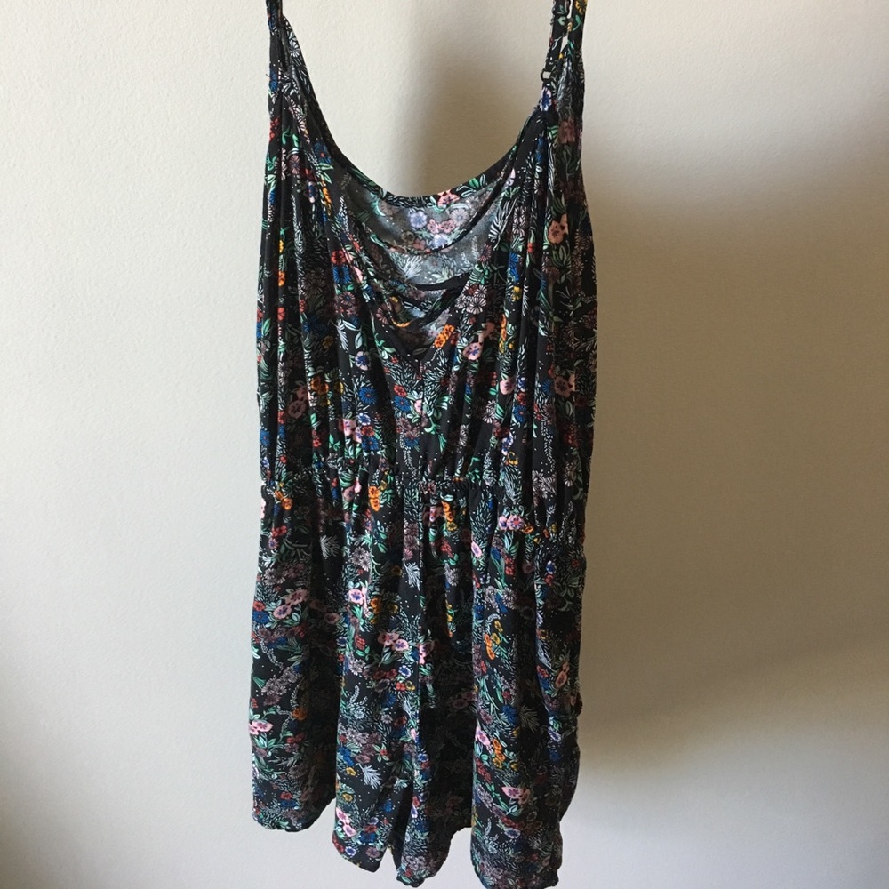 Black flowery romper