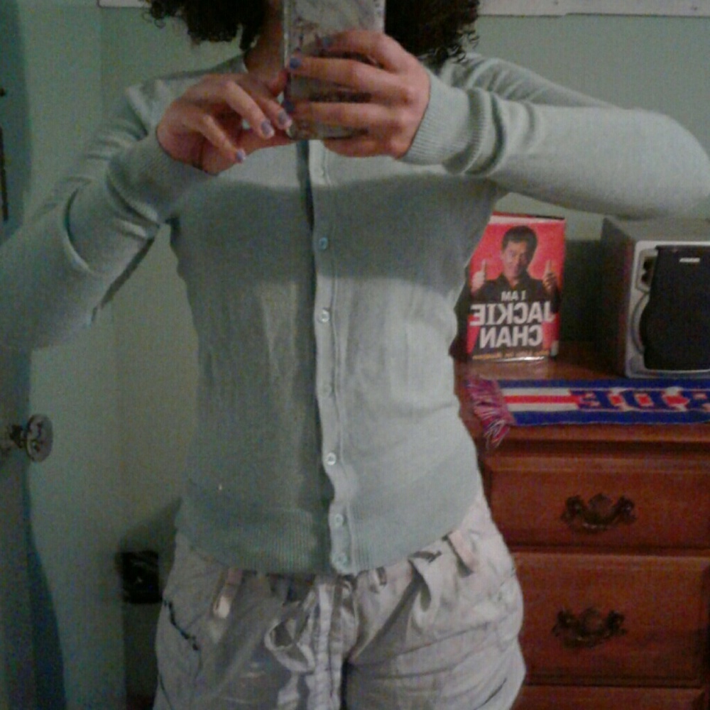 Green button down shirt