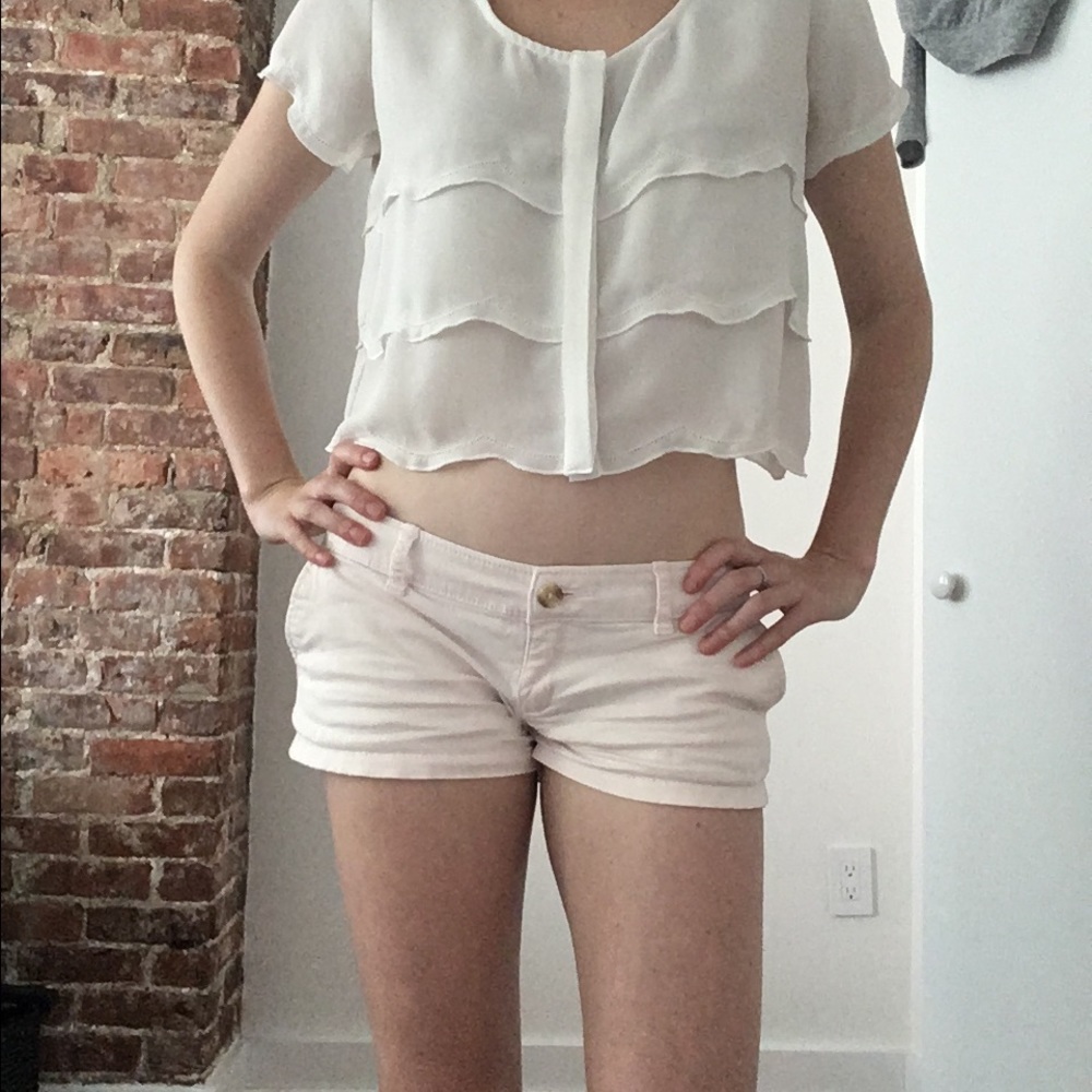 White ruffle crop top
