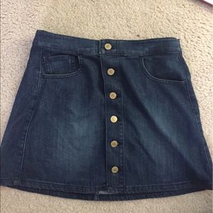 Button up denim mini skirt