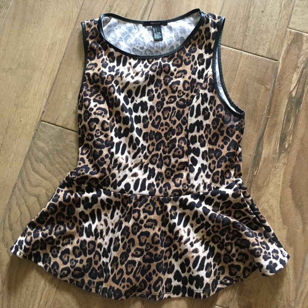 Forever 21 animal print peplum L