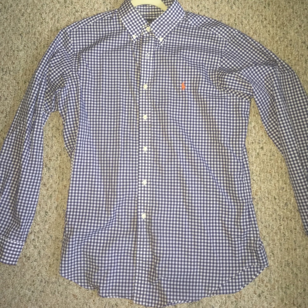 Ralph Lauren Checkered Blue and Orange Polo