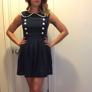 Navy blue and white baby doll sailor dress