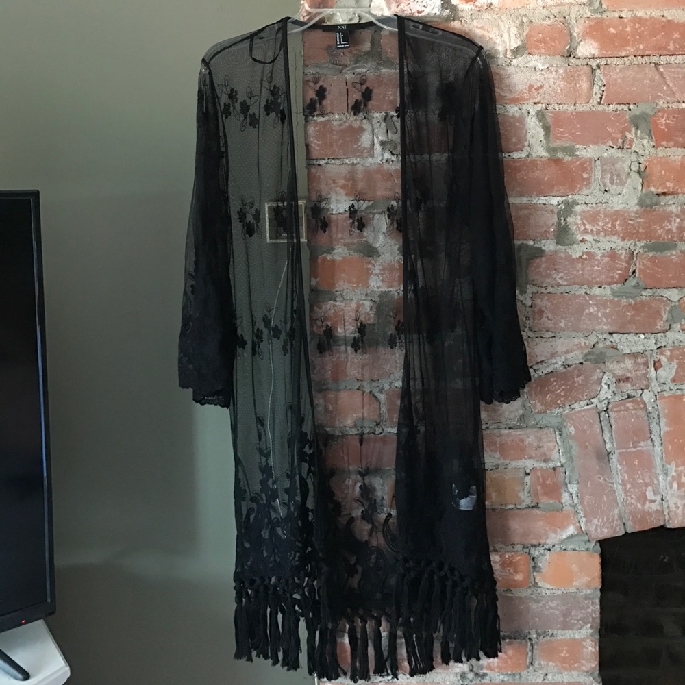 Black Sheer Boho Kimono